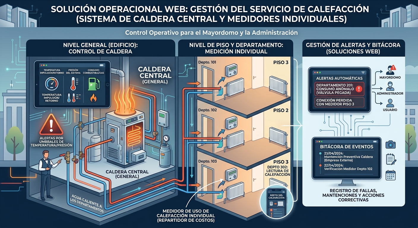 Sistema central e individual de calefacción del edificio